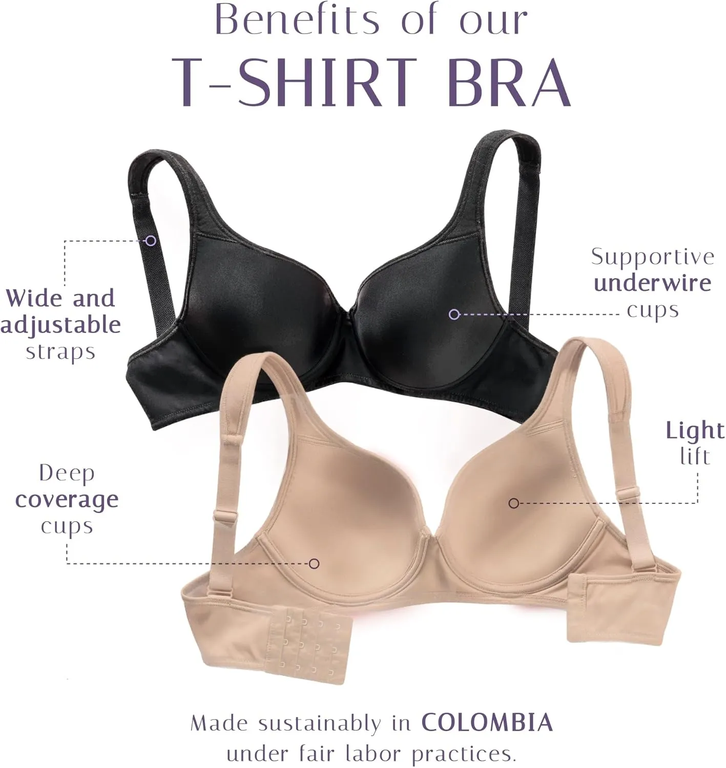 Underwire Bras for Women Full Coverage Comfy Padded Straps - Comfortable Bras for Women