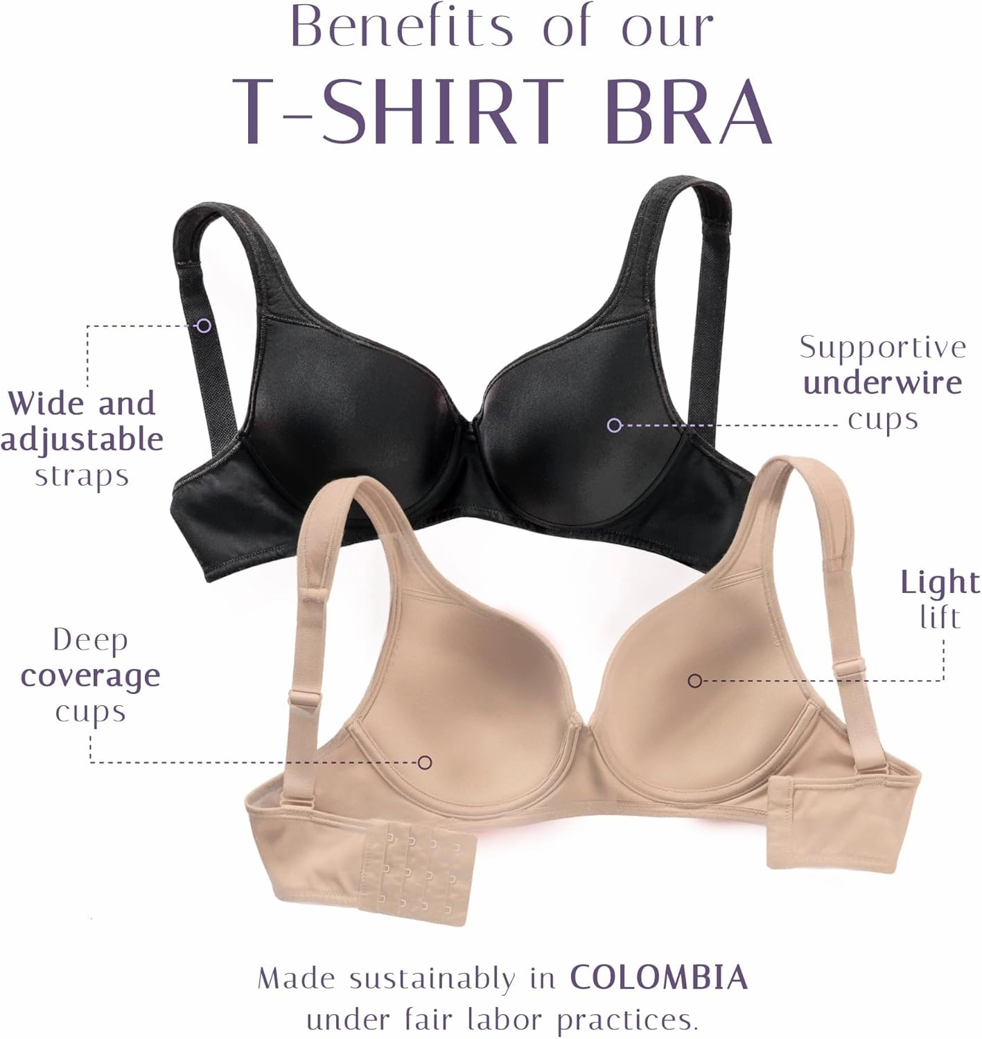 Underwire Bras for Women Full Coverage Comfy Padded Straps - Comfortable Bras for Women