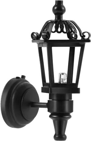 Uonlytech Vintage Decor Miniature Lighting for Doll House 1: 12 LED Wall Lamp Mini House Lantern DIY Acessory (Black) Outdoor Decor