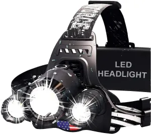 USB Rechargeable LED Headlamp - Ultra Bright 1080 Lumen CREE Headlamp Flashlight with Red Light, Zoomable IPX5 Waterproof Headlight for Adults, Camping, Outdoors & Hard Hat Use