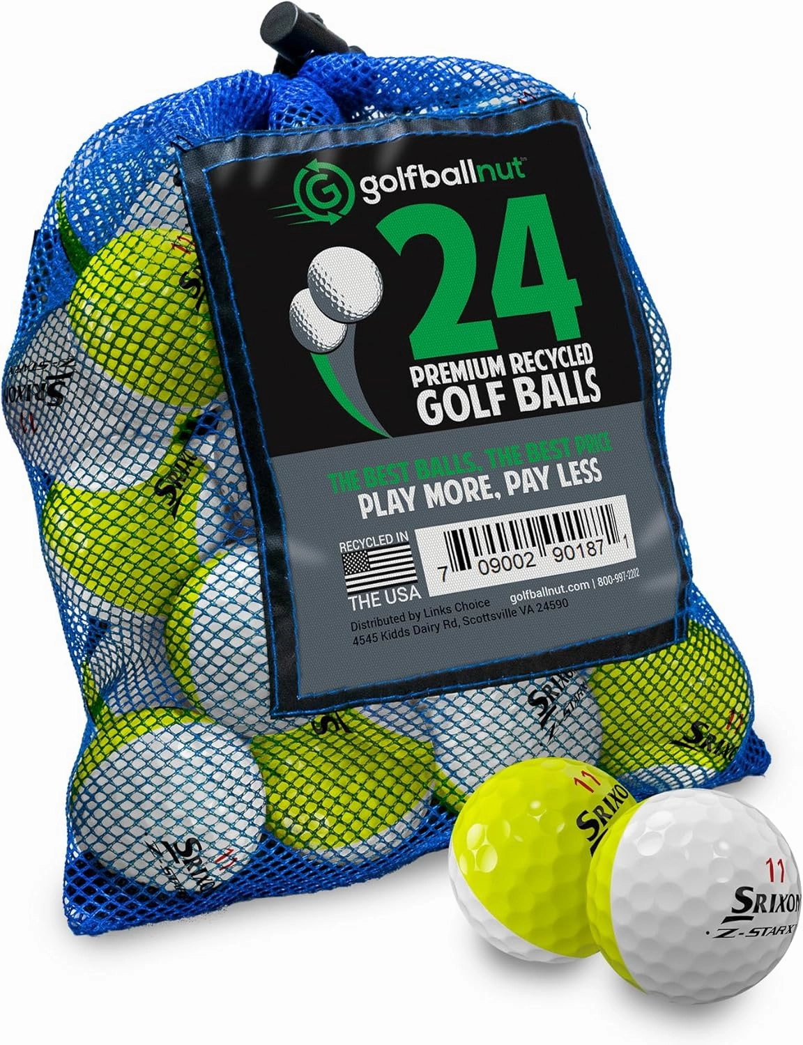Used and Recycled for Srixon Z Star XV Mint 5A (White & Yellow) (24 & 48) Golf Balls Mesh Bag Included