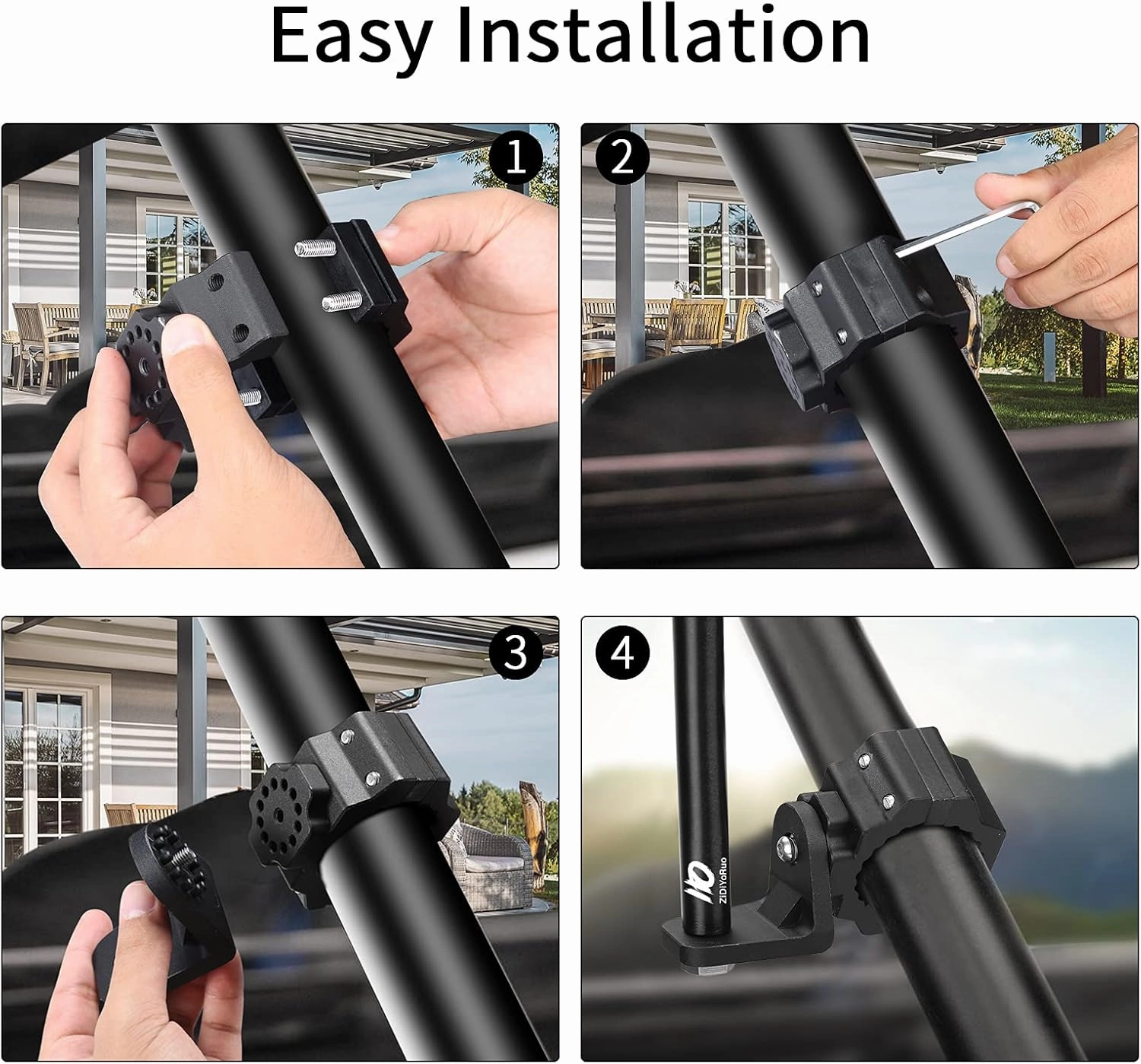 UTV Whip Light Mount & Light Bar Bracket - Heavy Duty 1.75"- 2" Roll Cage Clamp with 360° Rotation, Aluminum Flag/Off-Road Light Mount for Polaris RZR, Can Am, Jeep