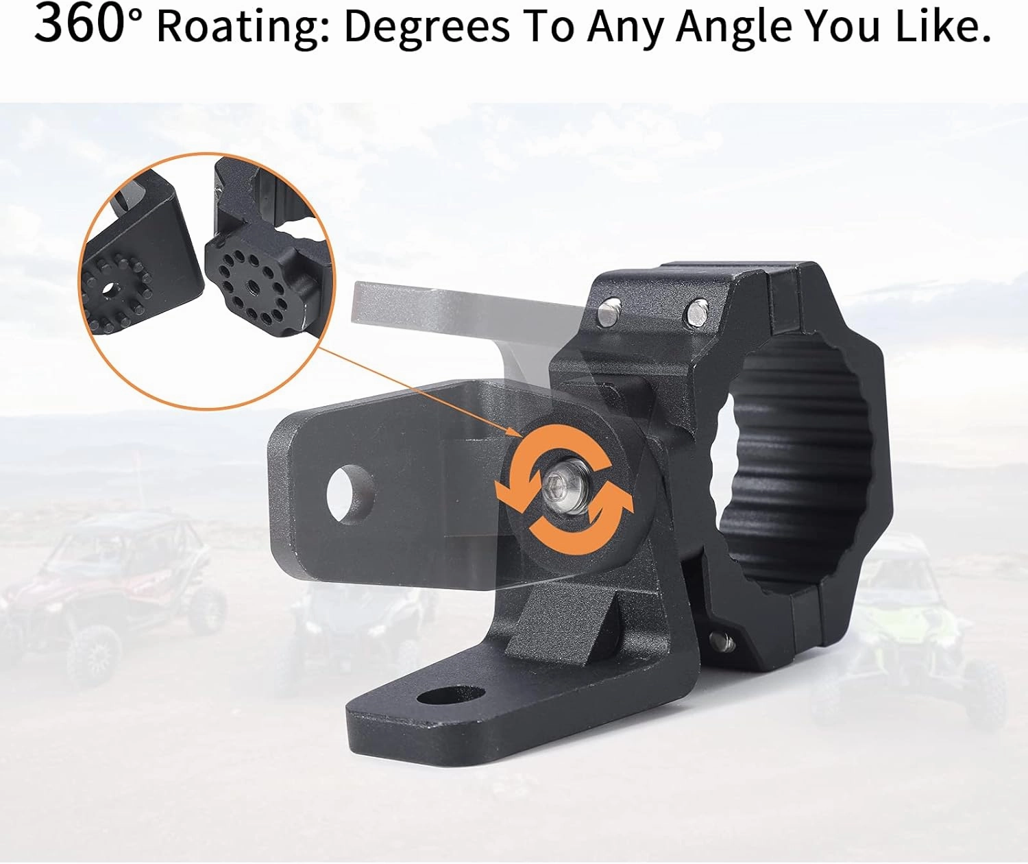 UTV Whip Light Mount & Light Bar Bracket - Heavy Duty 1.75"- 2" Roll Cage Clamp with 360° Rotation, Aluminum Flag/Off-Road Light Mount for Polaris RZR, Can Am, Jeep