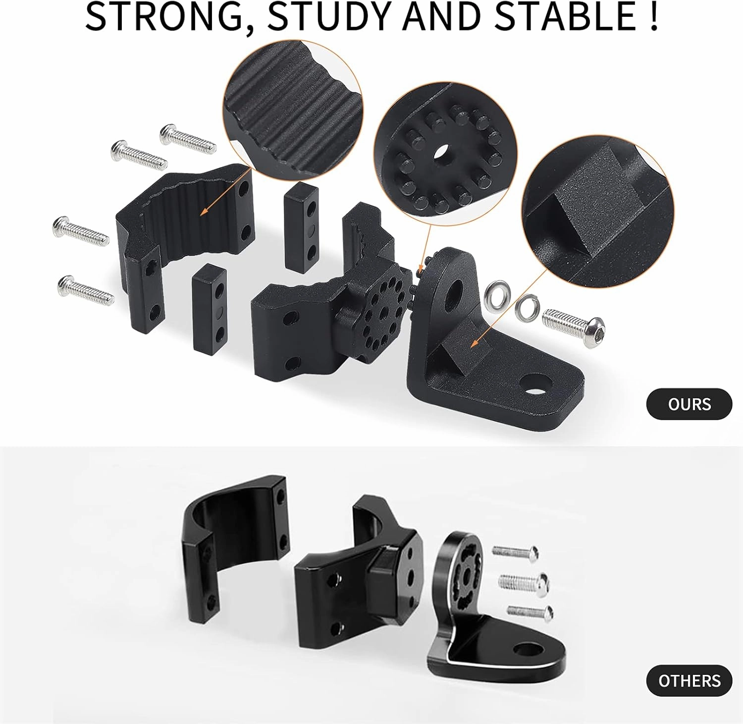 UTV Whip Light Mount & Light Bar Bracket - Heavy Duty 1.75"- 2" Roll Cage Clamp with 360° Rotation, Aluminum Flag/Off-Road Light Mount for Polaris RZR, Can Am, Jeep