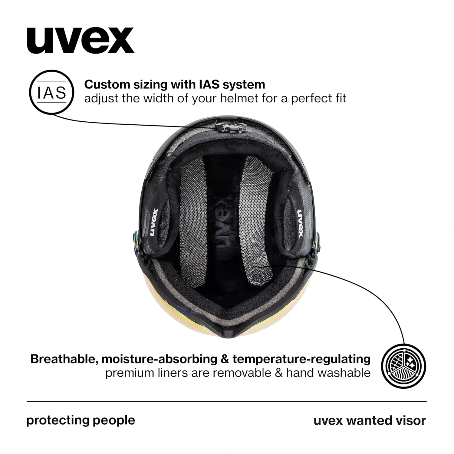uvex Wanted Visor ski Helmet for Women & Men - Adjustable Helmet with Integrated Visor