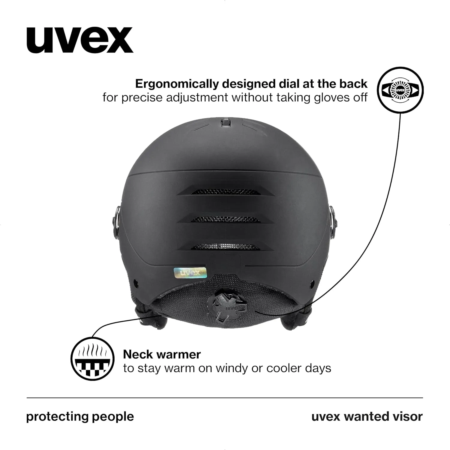 uvex Wanted Visor ski Helmet for Women & Men - Adjustable Helmet with Integrated Visor