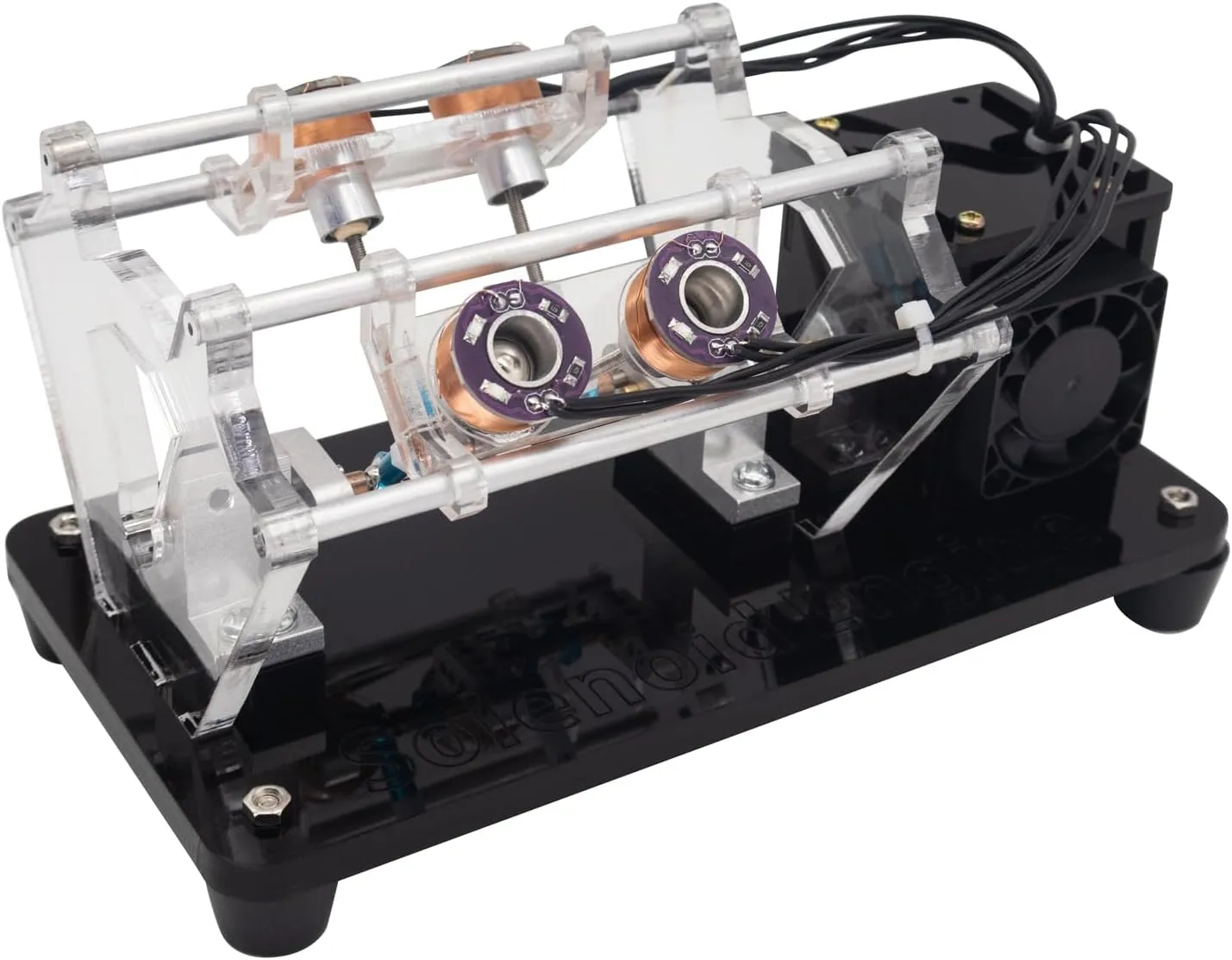 V4Cylinder Solenoid Electromagnetic Engine, DIY Integration Multi-Level Coil Kit, for Science Physics Teaching Experiment Tool College Education Model, High-Tech Toys,Integrated Boost Circuit (4Coil)
