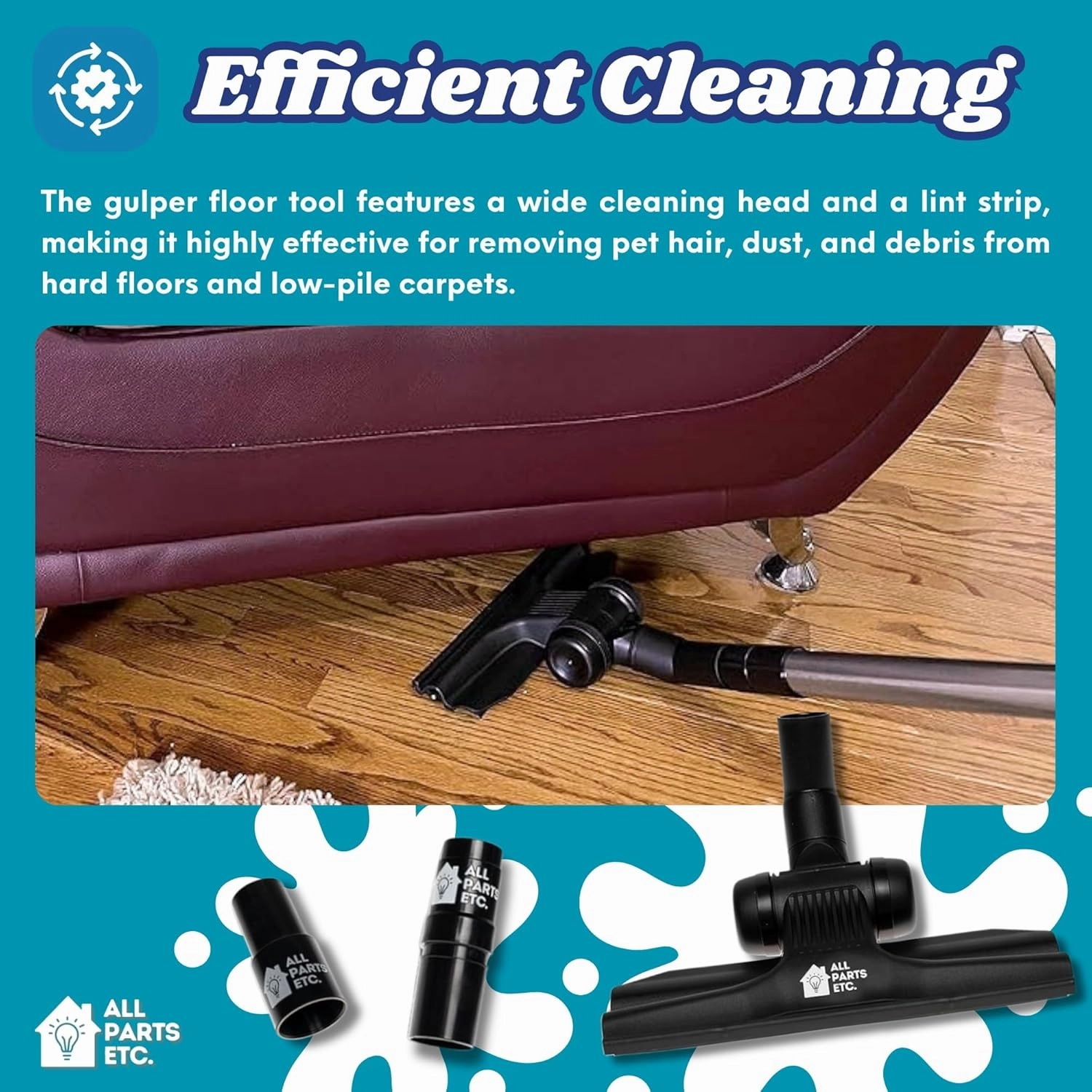 Vacuum Attachments for 1.25" (32mm) Vacuum Cleaner | Gulper Floor Tool for Hoover, Shop Vac, Eureka, Bissell, Nutone, Kenmore & More | Pet Hair & Hard Floor Cleaning