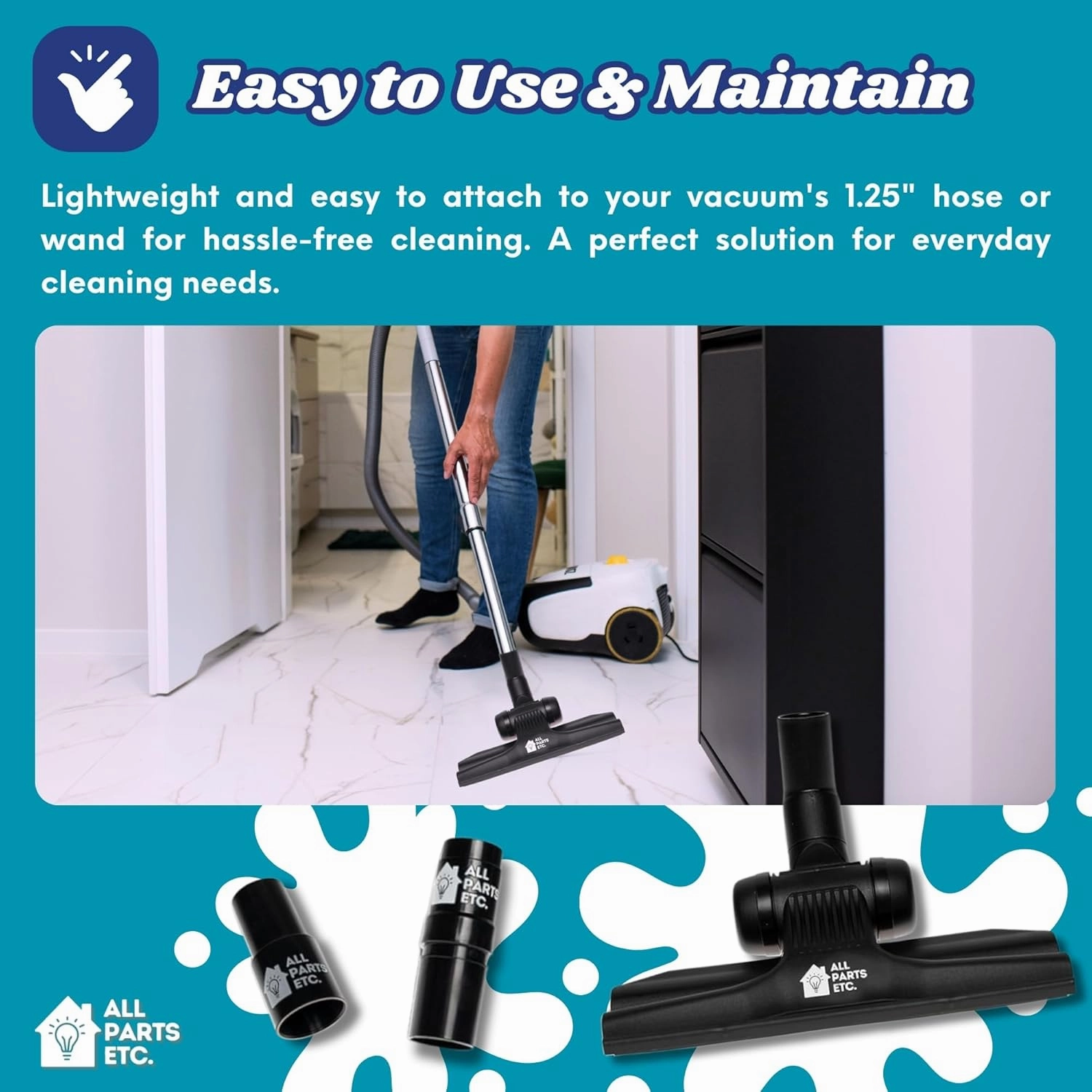 Vacuum Attachments for 1.25" (32mm) Vacuum Cleaner | Gulper Floor Tool for Hoover, Shop Vac, Eureka, Bissell, Nutone, Kenmore & More | Pet Hair & Hard Floor Cleaning