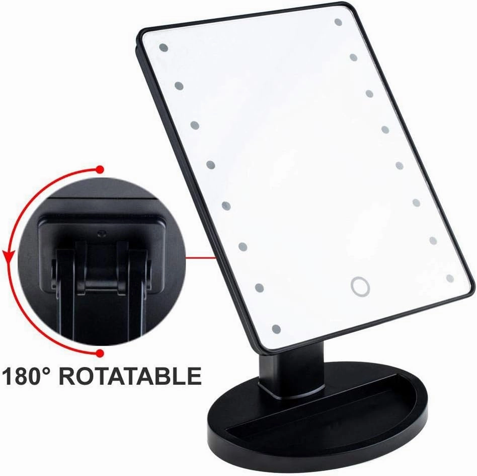 Vanity Mirror Bathroom Vanity MirrorCountertop Cosmetic Makeup Mirror Led Lighted Travel Makeup Mirror 10X Magnifying LED Makeup Mirror 180°Rotation with Lights Desk Free Standing Portable*Product
