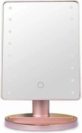 Vanity Mirror Bathroom Vanity MirrorCountertop Cosmetic Makeup Mirror Led Lighted Travel Makeup Mirror 10X Magnifying LED Makeup Mirror 180°Rotation with Lights Desk Free Standing Portable*Product