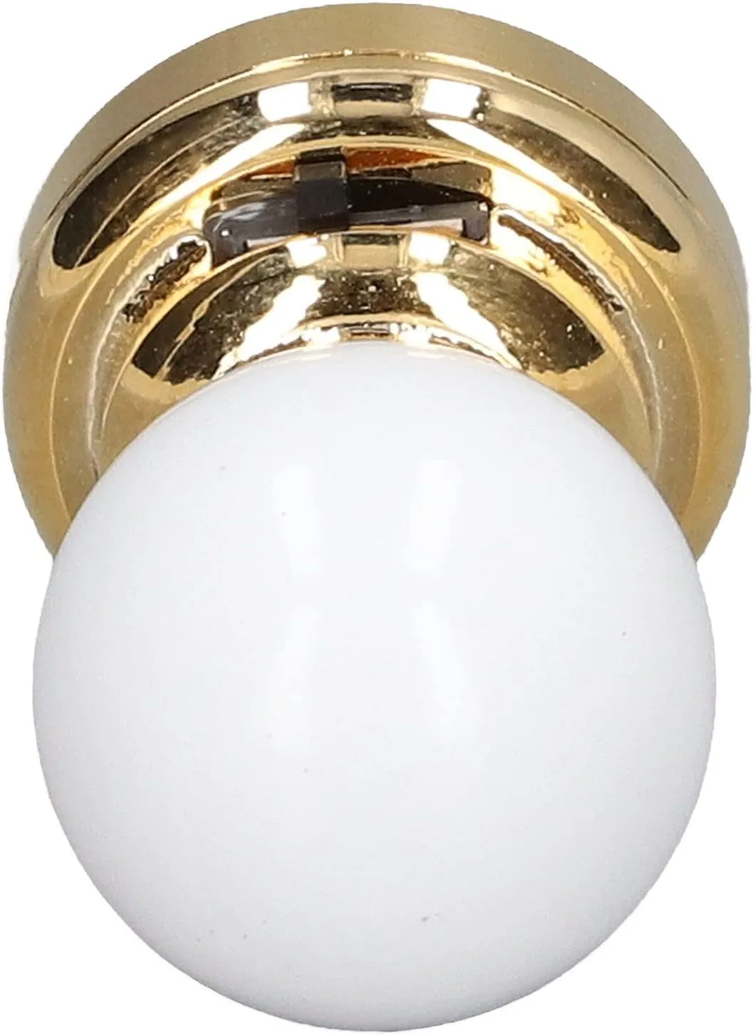 VBESTLIFE Miniature Ceiling Lamp, 1:12 Scale Round Battery Powered Switch Metal Base Luxury Dollhouse Lamp Props, Gold, Classic/Elegant/Luxurious