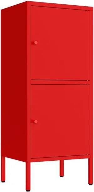 Vertical 2 Doors Metal Storage Cabinet for Bedroom,Living Room,Home,Hotel,Office,Kitchen,School,Metal Bedside Cabinet,Steel End Table(Vertical 2 Doors, red)