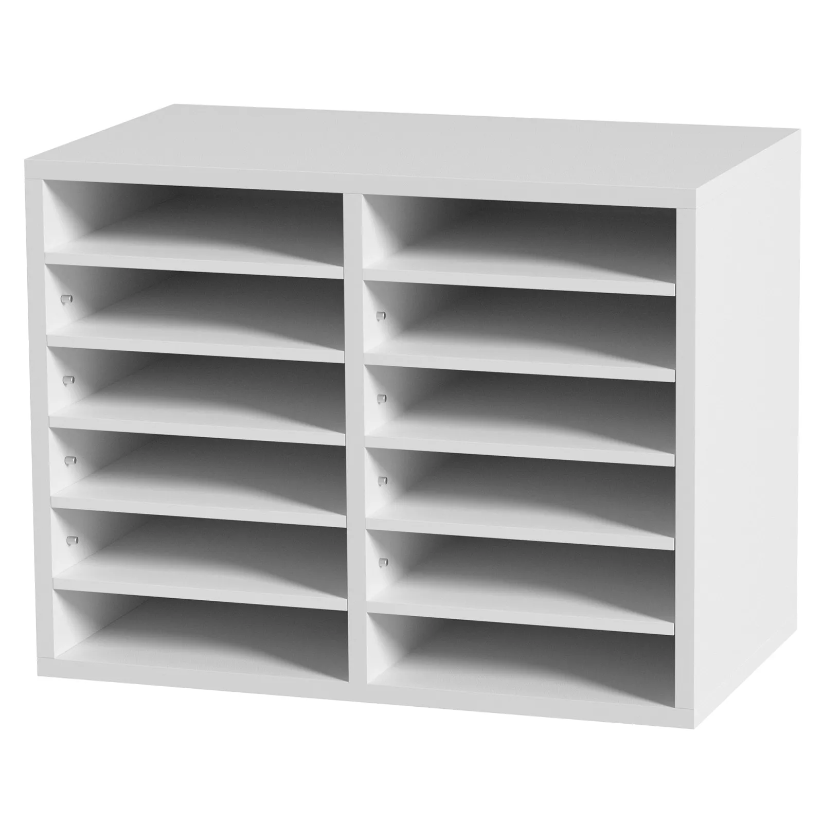 VEVOR Literature Organizers, 12 Compartments Office Mailbox with Adjustable Shelves, Wood Literature Sorter 20.4x12x16.1 inches for Office, Home, Classroom, Mailrooms Organization, EPA Certified White