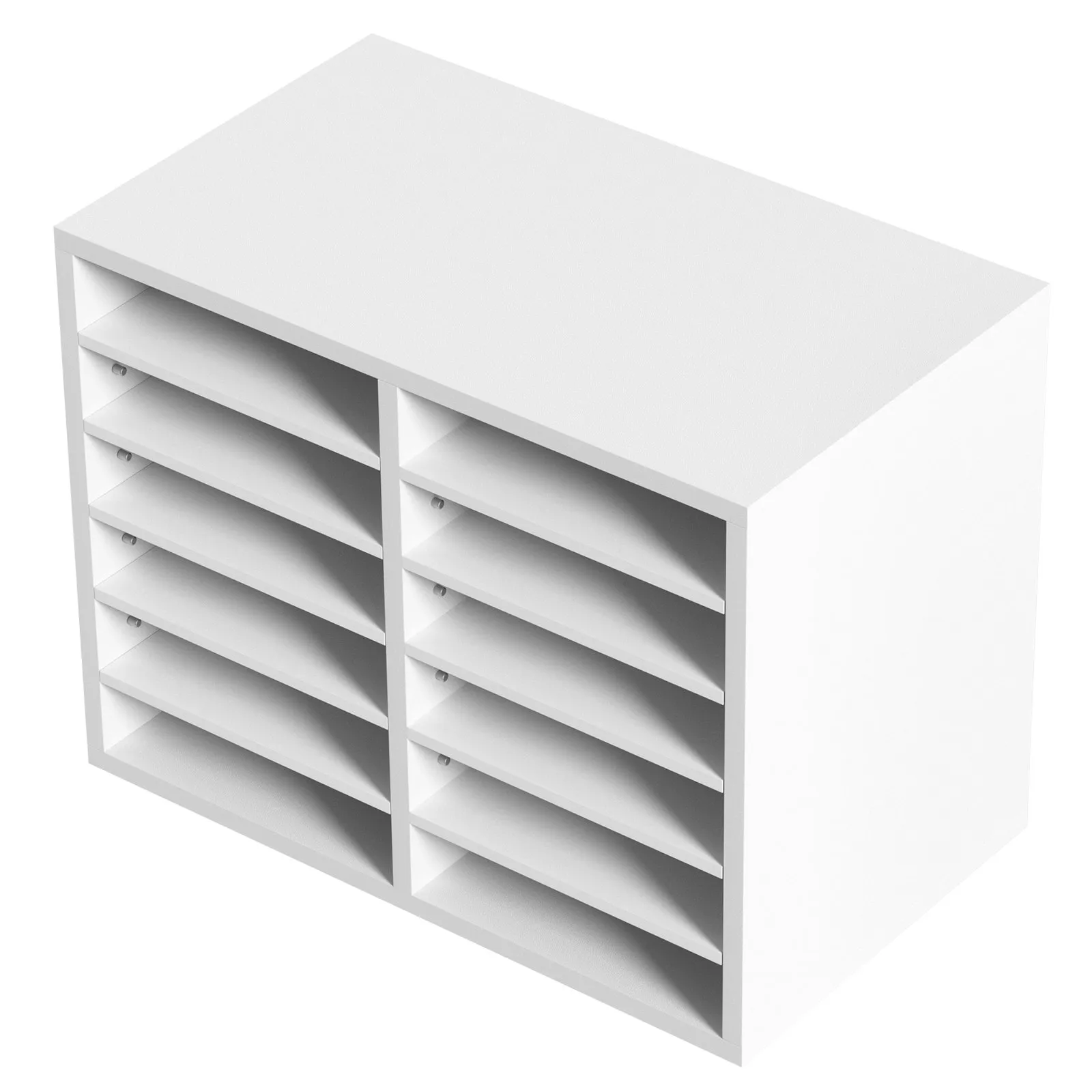 VEVOR Literature Organizers, 12 Compartments Office Mailbox with Adjustable Shelves, Wood Literature Sorter 20.4x12x16.1 inches for Office, Home, Classroom, Mailrooms Organization, EPA Certified White