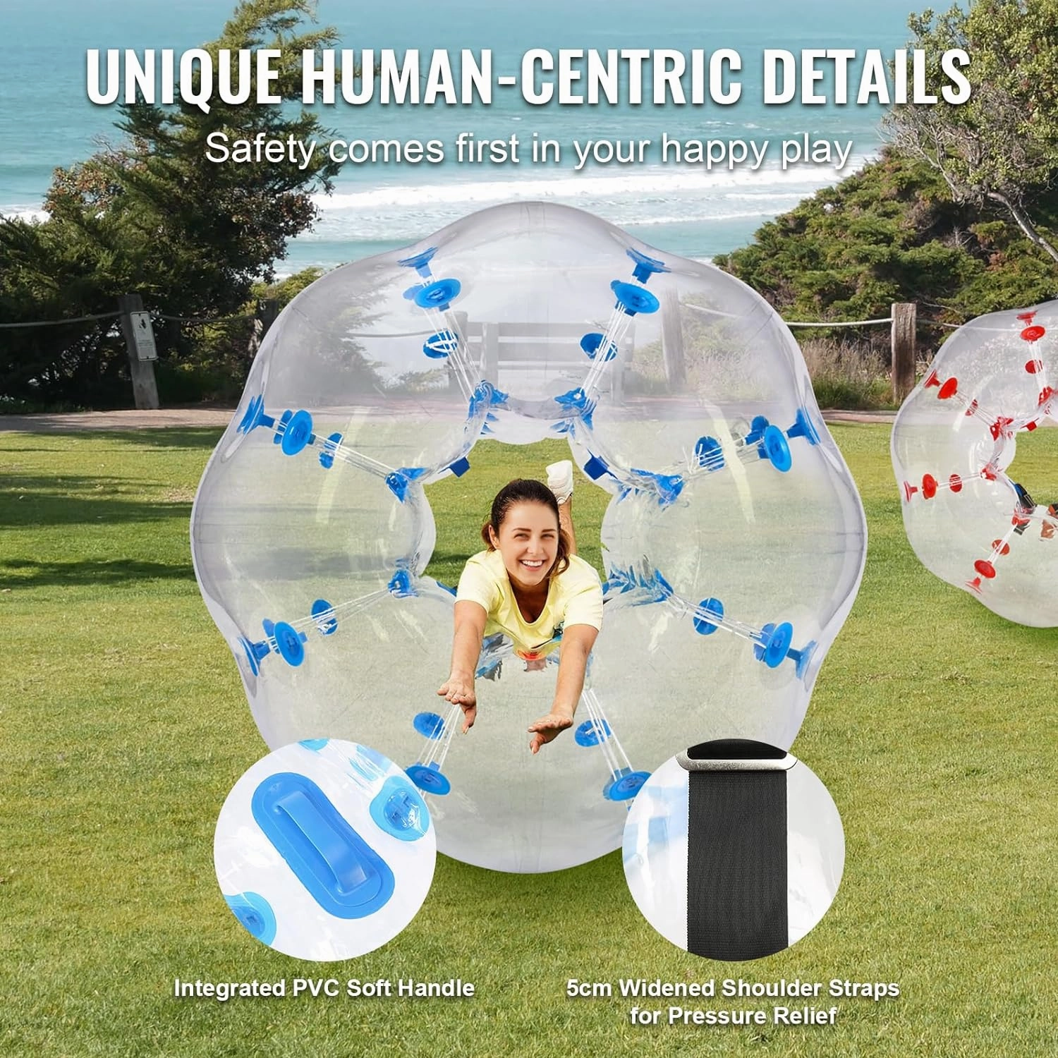 VEVOR Inflatable Bumper Ballѕ 2 Packs; 2FT/3FT/4FT/5FT Body Size Adult Human Bubble Ballѕ, Bumper Bubble Soccer Ballѕ for Teens/Adults
