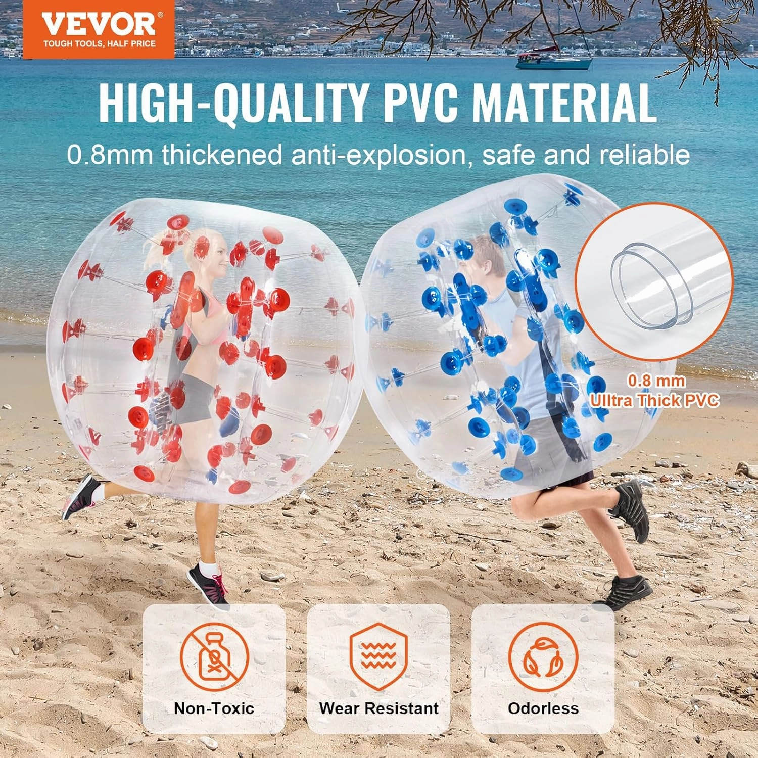 VEVOR Inflatable Bumper Ballѕ 2 Packs; 2FT/3FT/4FT/5FT Body Size Adult Human Bubble Ballѕ, Bumper Bubble Soccer Ballѕ for Teens/Adults