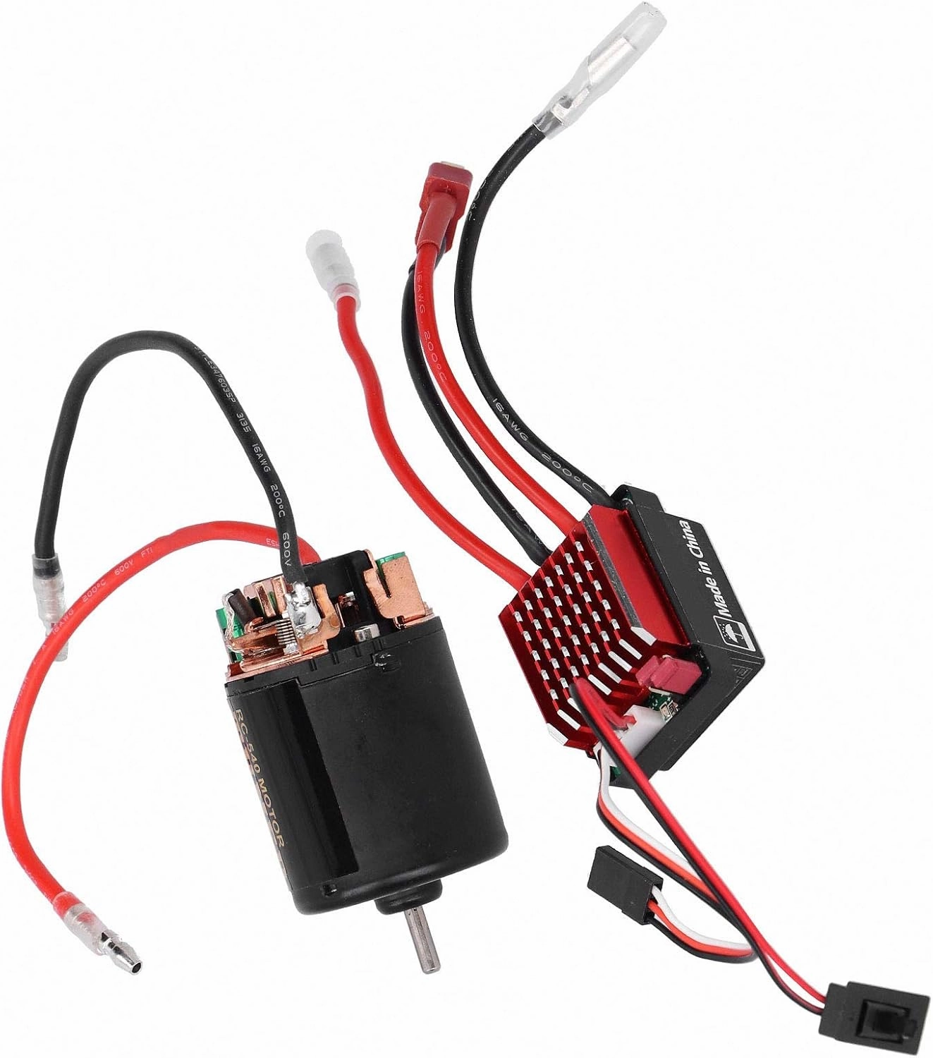 VGEBY RC Motor ESC Kit, High Torsion 540 Brushed Motor 360A ESC with T Plug for 1/10 RC Car Model (55T) Esc Motor Combo Brushed 55T Motor and Esc Deans Connector