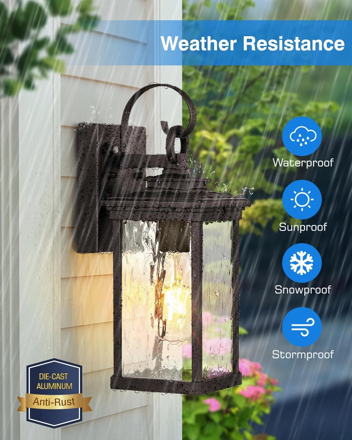 VIANIS 2 Pack Dusk to Dawn Outdoor Wall Sconce, Oil Rubbed Bronze Farmhouse Exterior Lighting Fixtures Wall Mount for House, 100% Aluminum Waterproof Outside Porch Light for Garage Patio