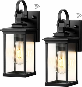 VIANIS Outdoor Wall Light Fixtures, Dusk to Dawn Exterior Wall Lighting, Porch Sconces Wall Mounted Lanterns with E26 Sockets, Matte Black Wall Lamps for Patio Front Door Entryway, 2-Pack Waterproof