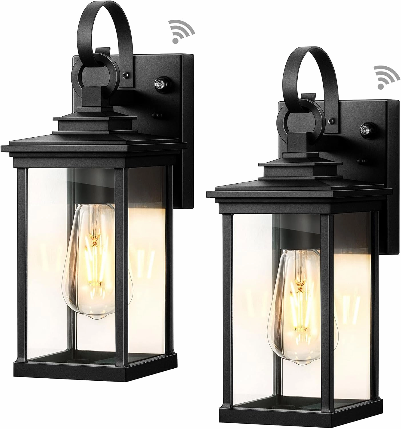VIANIS Outdoor Wall Light Fixtures, Dusk to Dawn Exterior Wall Lighting, Porch Sconces Wall Mounted Lanterns with E26 Sockets, Matte Black Wall Lamps for Patio Front Door Entryway, 2-Pack Waterproof