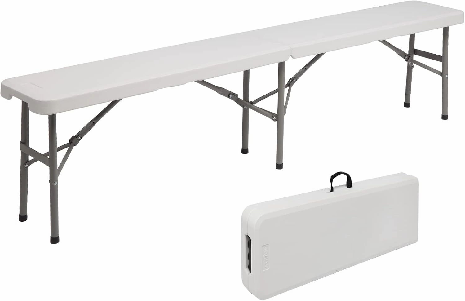 VINGLI 10 Packs 6 Feet Plastic Portable Folding Bench Seat, Foldable Team Bench for Sports,Soccer; Collapsible Seat for Picnic Party Dining Events Use