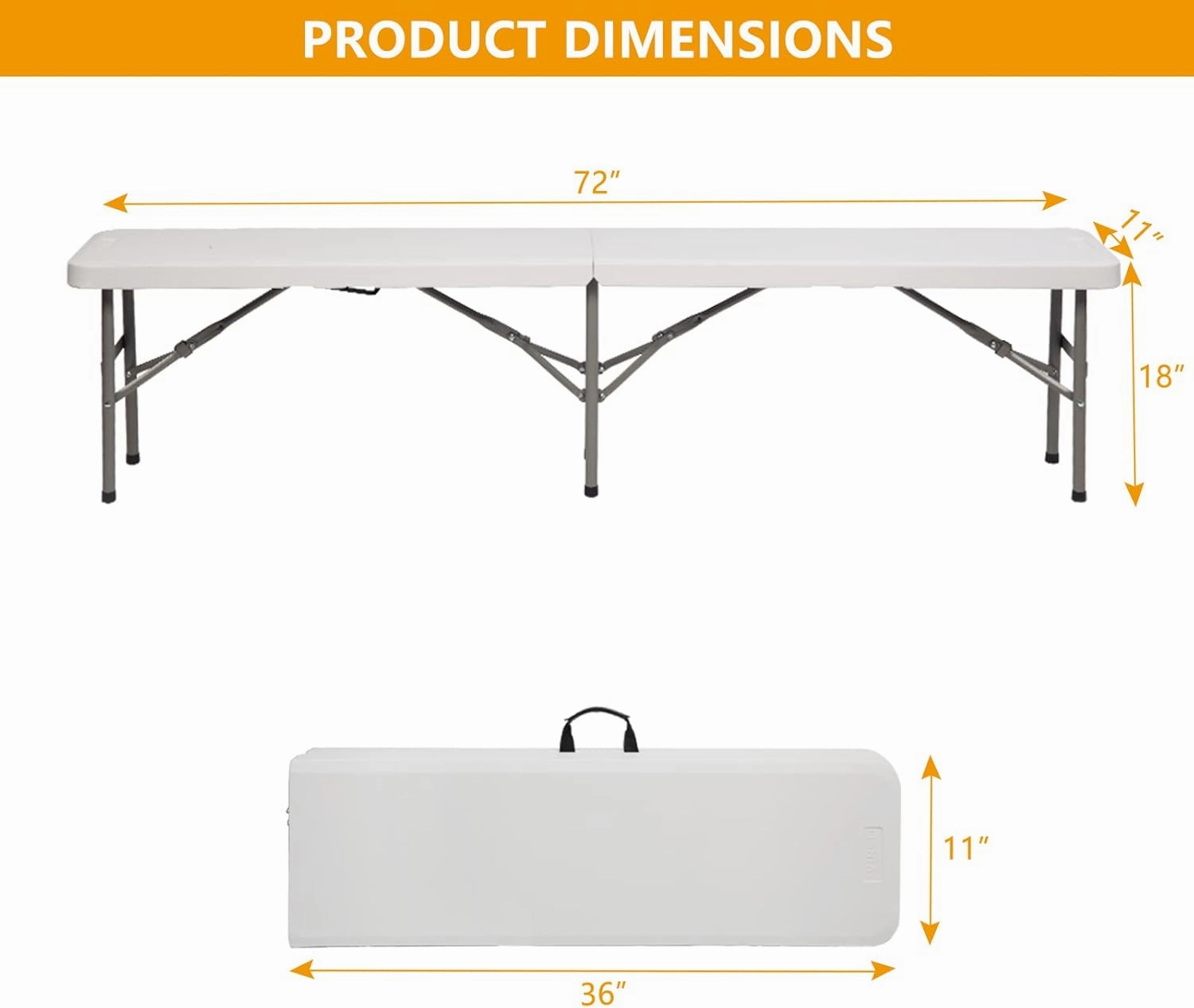 VINGLI 10 Packs 6 Feet Plastic Portable Folding Bench Seat, Foldable Team Bench for Sports,Soccer; Collapsible Seat for Picnic Party Dining Events Use