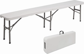 VINGLI 10 Packs 6 Feet Plastic Portable Folding Bench Seat, Foldable Team Bench for Sports,Soccer; Collapsible Seat for Picnic Party Dining Events Use