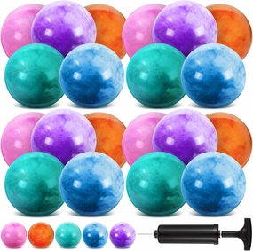 Vinsot 25 Pcs Fun Bouncy Balls 13 Inch Marbleized Bouncing Balls Rubber Inflatable Kick Ball Large Sensory Playballs with Pump for Beach Backyard Park Indoor Outdoor Party Favors
