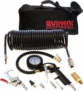 Vixen Air Tire Inflation Kit with Blow Gun and 1/4" NPT Quick Connect Coupler, Inflates Tires, Toy, Sport Balls, Air Mattresses VXK1490