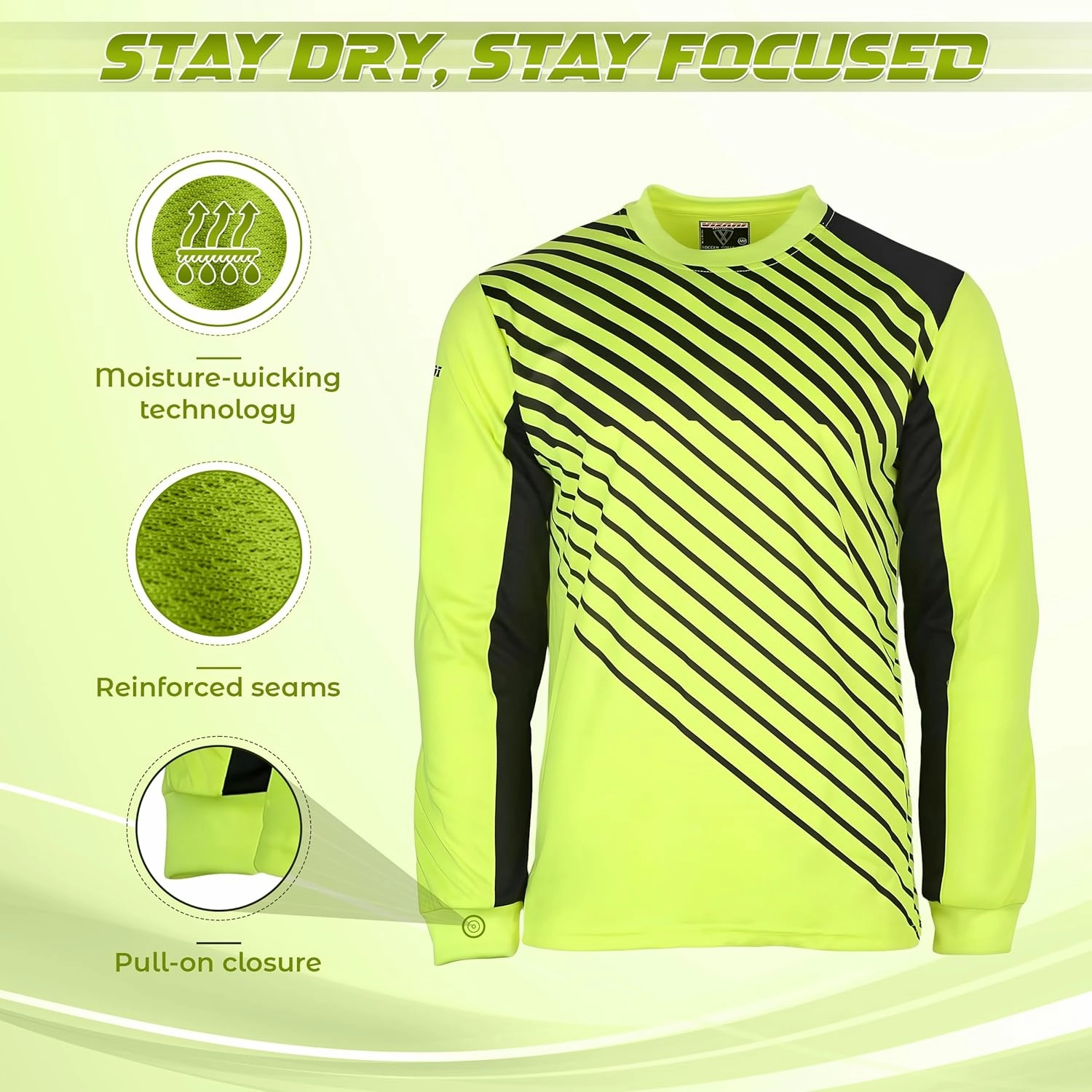 Vizari Arroyo Soccer Goalie Jersey for Kids | Lightweight & Comfortable Youth Goalkeeper Jersey with Padded Long Sleeve