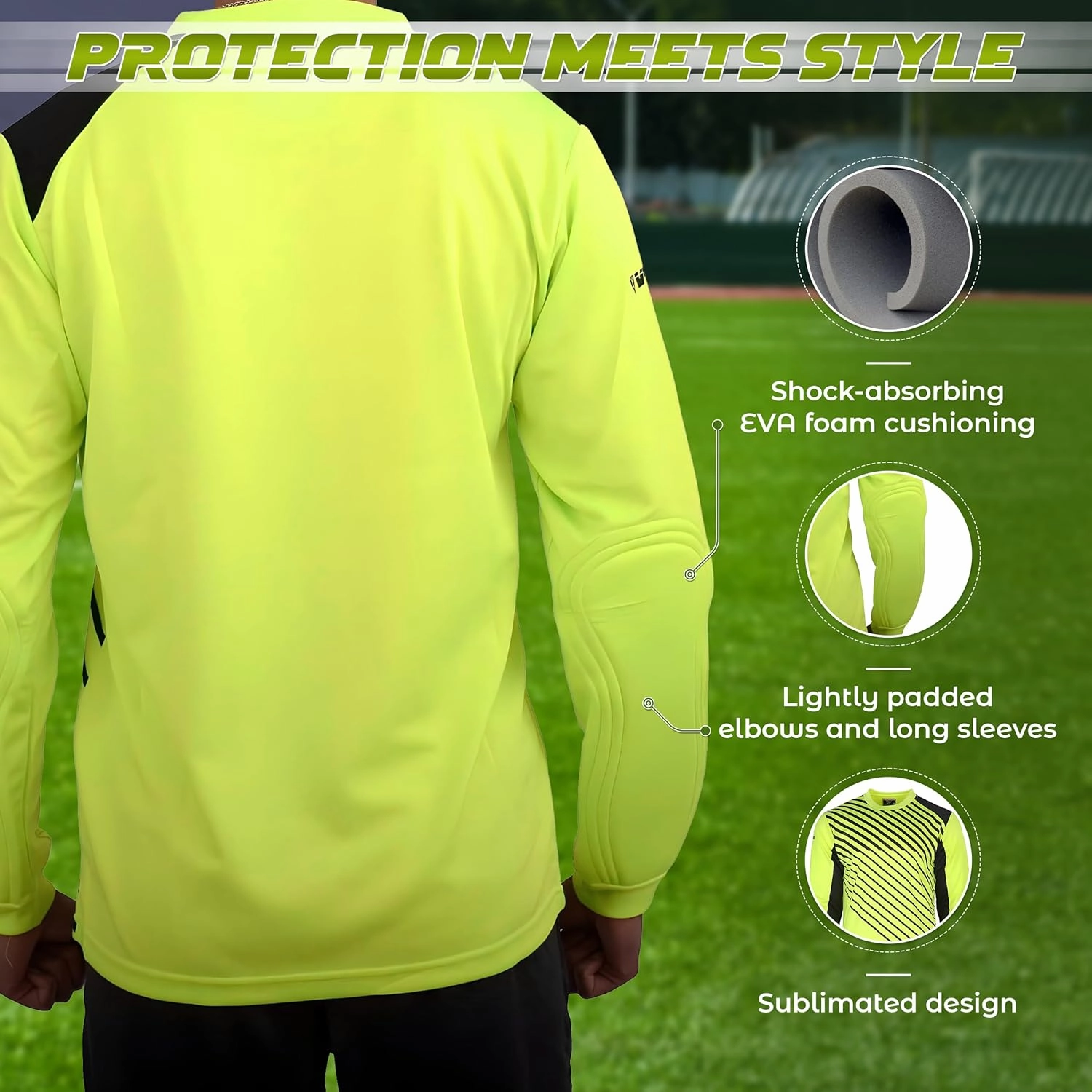 Vizari Arroyo Soccer Goalie Jersey for Kids | Lightweight & Comfortable Youth Goalkeeper Jersey with Padded Long Sleeve