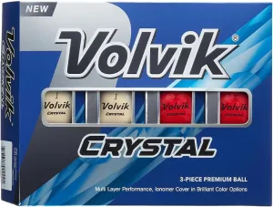 Volvik Crystal 3-Piece Premium Color Golf Balls 1 Dozen (12 Balls) - Mixed Color (White, Red)