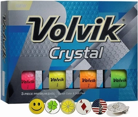 Volvik Crystal 3-Piece Premium Color Golf Balls Gift Set Bundle