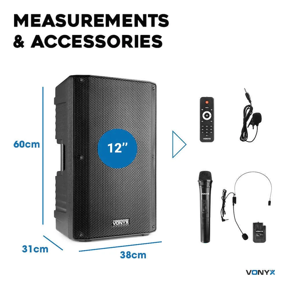 Vonyx VSA500-BP 12″ Portable PA System
