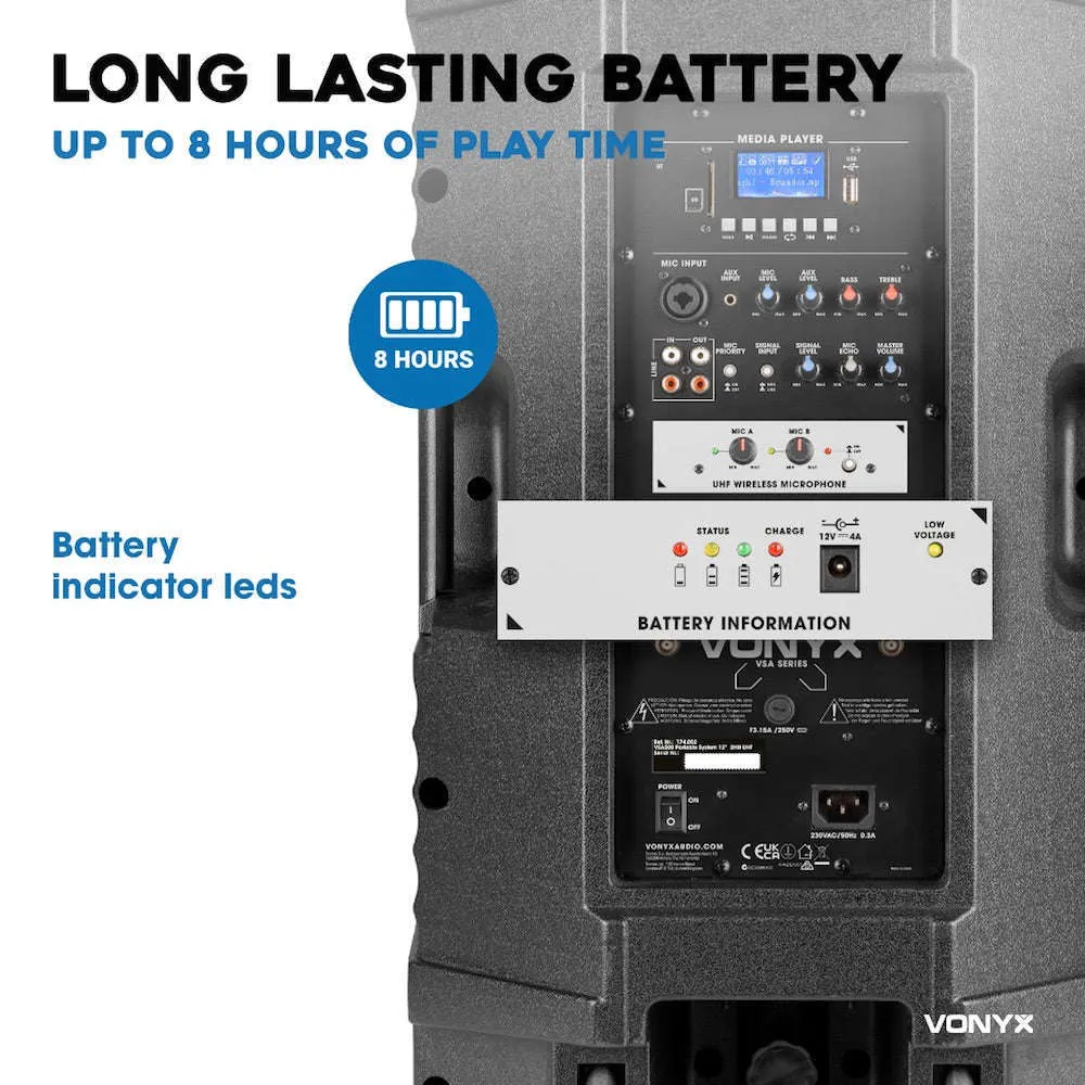 Vonyx VSA500-BP 12″ Portable PA System