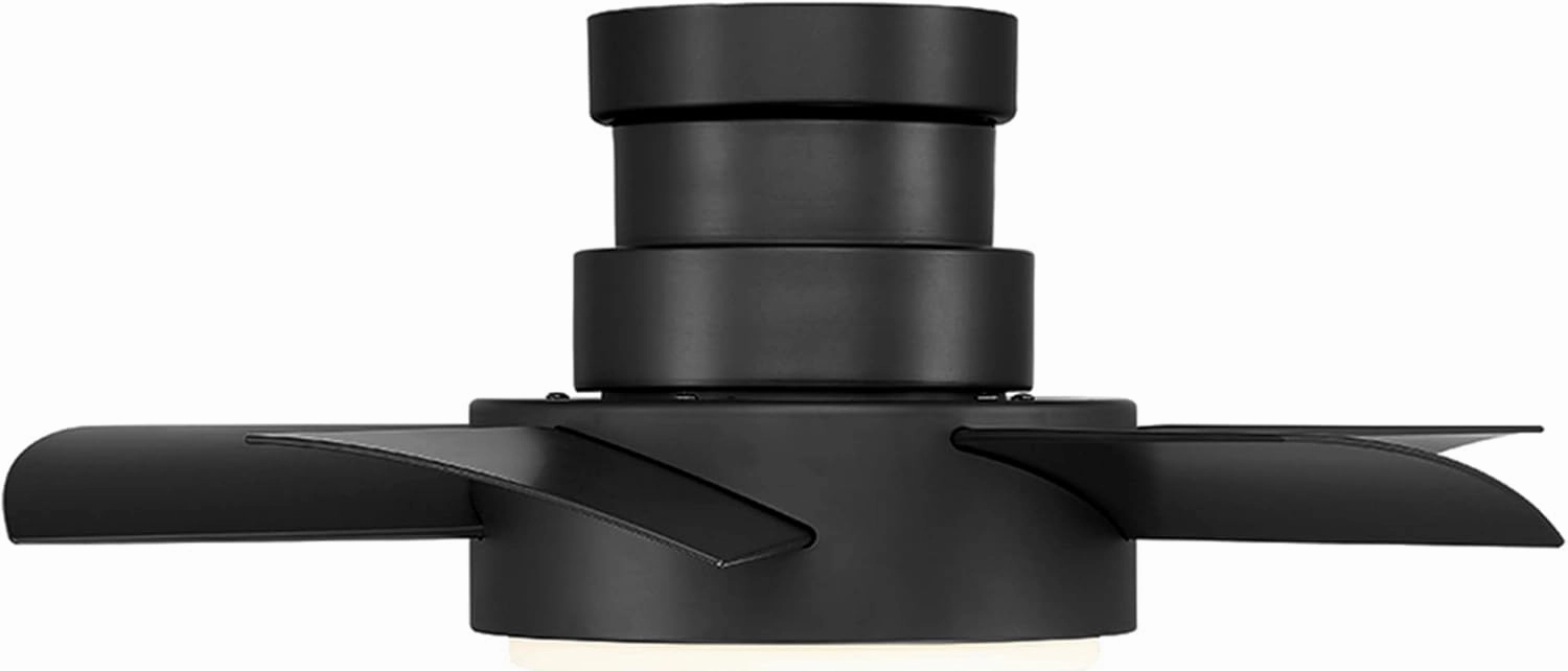 Vox Indoor and Outdoor 5-Blade 26in Smart Flush Mount Ceiling Fan in Matte Black with 3000K LED Light Kit and Remote Control Works with Alexa and iOS or Android App