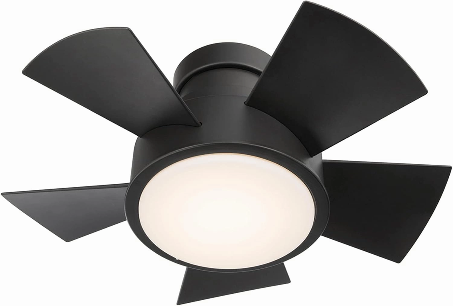 Vox Indoor and Outdoor 5-Blade 26in Smart Flush Mount Ceiling Fan in Matte Black with 3000K LED Light Kit and Remote Control Works with Alexa and iOS or Android App