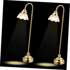 Wakauto 2pcs Mini Dollhouse Lamp Battery Operated Decorative Table Lighting for Dollhouse Decoration Warm Soothing Light for Miniature Settings Design