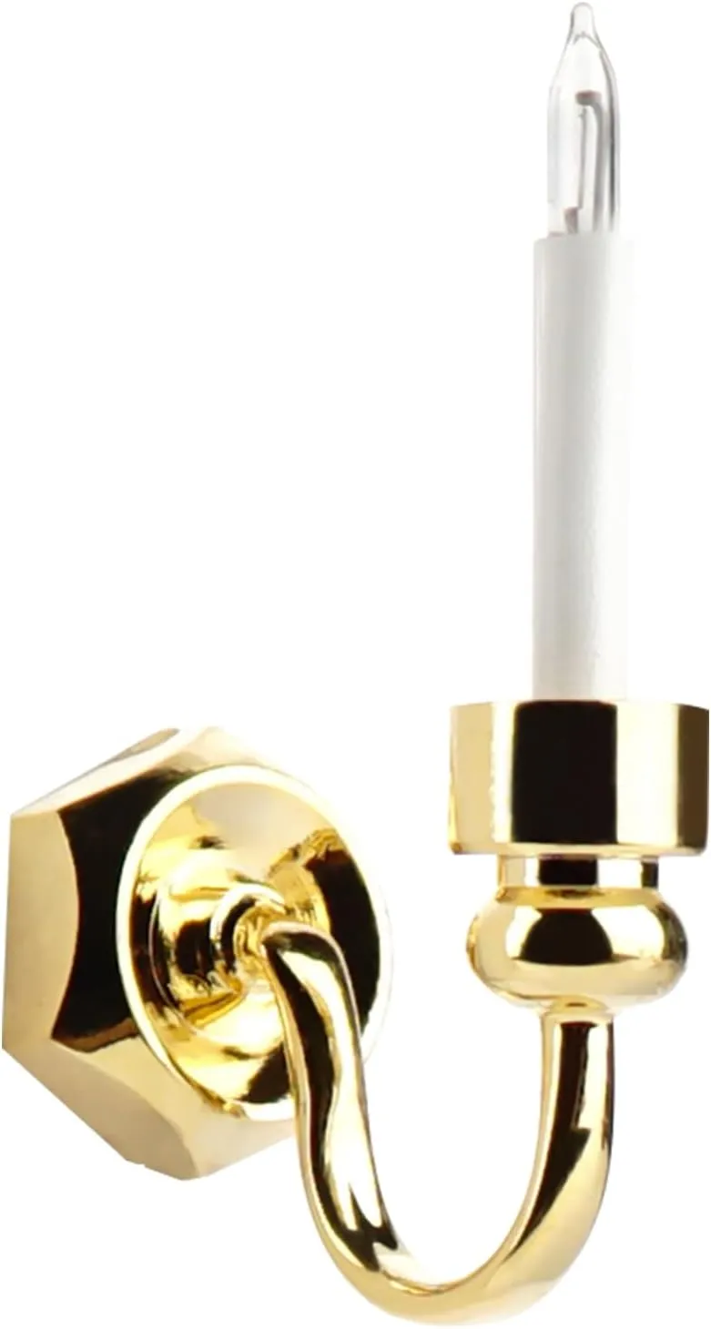 Waldosia 1:12-1" Scale Dollhouse Miniature Single Candle 12V Grand Sconce (Gold)