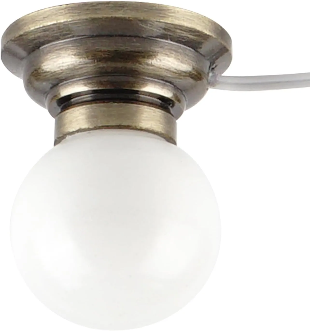Waldosia 1:12 Scale Dollhouse 12v Powered Ceiling Lamp, Metal Base Glass Shade with Wire and Plug