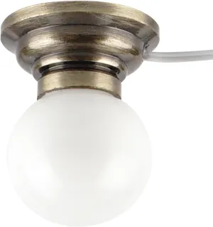 Waldosia 1:12 Scale Dollhouse 12v Powered Ceiling Lamp, Metal Base Glass Shade with Wire and Plug