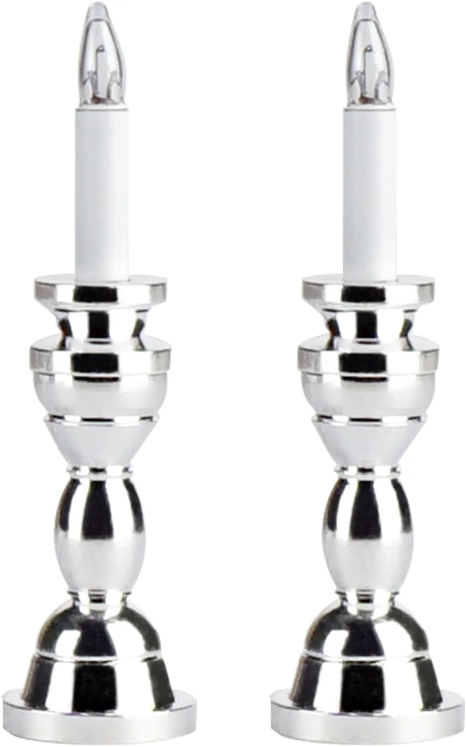 Waldosia 2PCS 1:12 Scale Dollhouse Miniature 12v Powered Candle Lamp Set (Sliver)