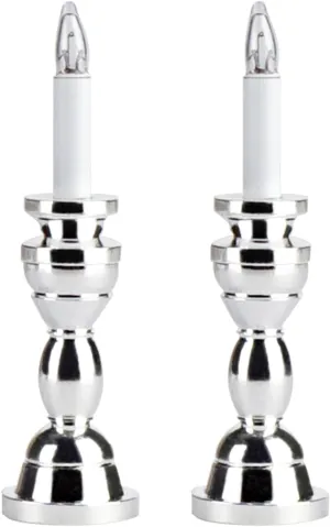 Waldosia 2PCS 1:12 Scale Dollhouse Miniature 12v Powered Candle Lamp Set (Sliver)