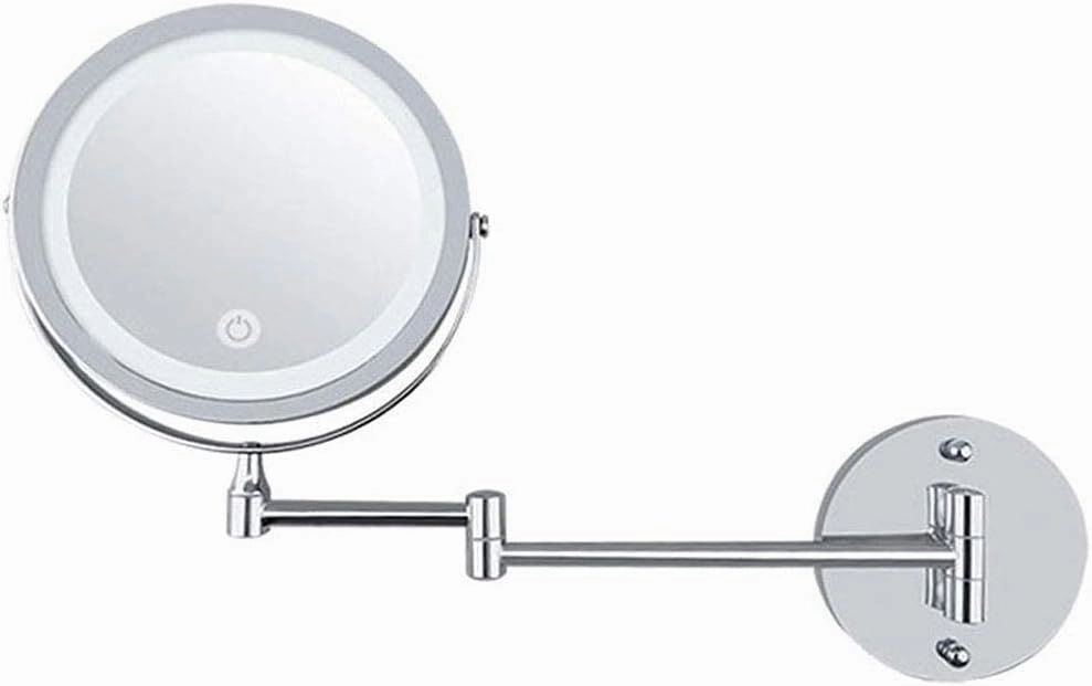 Wall Mount LED Lighted Makeup Mirror 10X Magnifying Cosmetic Mirror 360° Swivel Extendable Two Sided Vanity Mirror for Bathroom, Powered by 3 x AAA Batteries (Not Included) (7'')