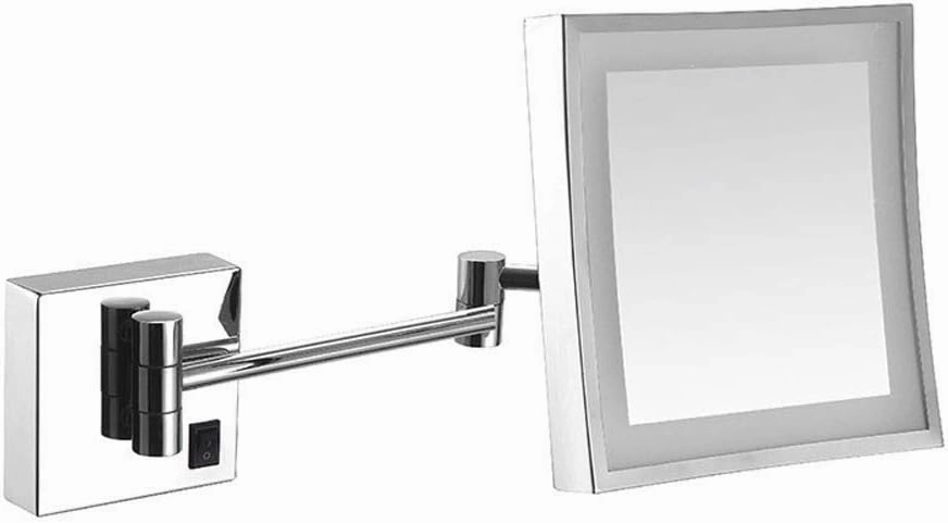 Wall Mounted Makeup Mirror 3X Magnification Single Side Square Vanity Mirror Extendable Built-in Lithium Battery(#1)
