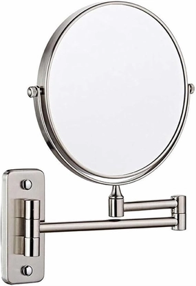 Wall Mounted Makeup Mirror 8-inch 3X Magnification, Nickel Finish, Extending & Swivel