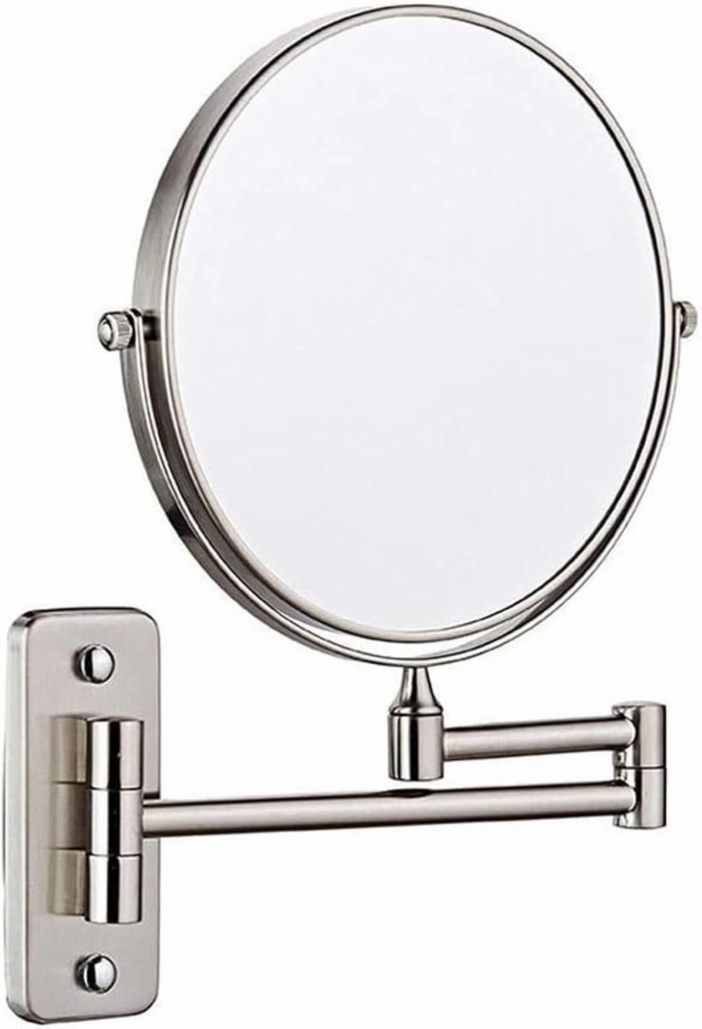 Wall Mounted Makeup Mirror 8-inch 3X Magnification, Nickel Finish, Extending & Swivel