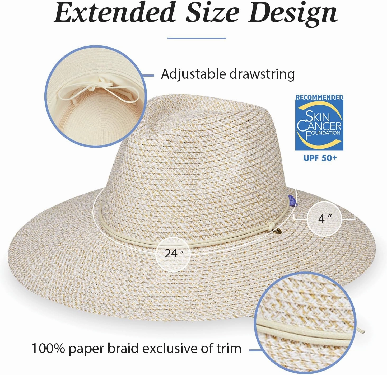 Wallaroo Hat Company Women's Sanibel Fedora – UPF 50  UV Sun Hat, Wide Brim, Packable, Chin Strap, Adjustable, 2 Sizes