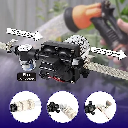 WASSERMANN RV Water Pump 12 Volt DC 3.0GPM 55PSI,Replacement For 4008-101-A65,Water Pump Self Priming Diaphragm Pump with Pressure Switch for RV Kitchen Bathroom Marine Yacht Garden